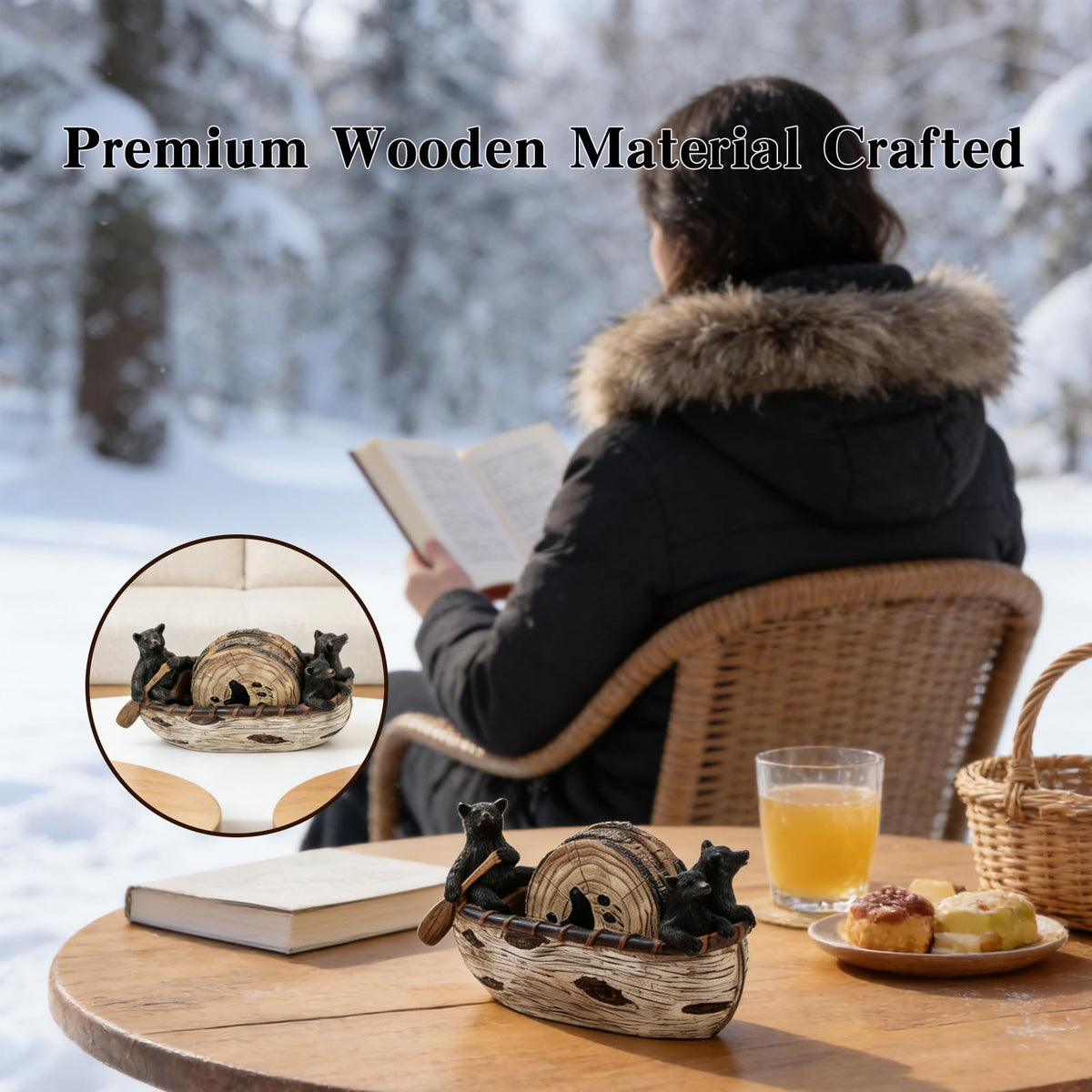 Wooden Drink Coasters Set of 6 I4628