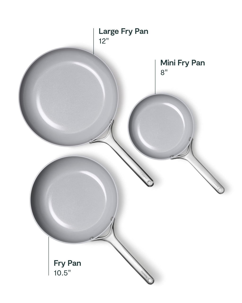 Non-Stick Ceramic Coated Fry Pan Trio, 8", 10.5", & 12" T1725