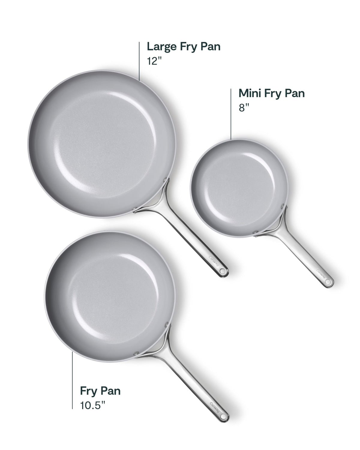 Non-Stick Ceramic Coated Fry Pan Trio, 8", 10.5", & 12" T1725