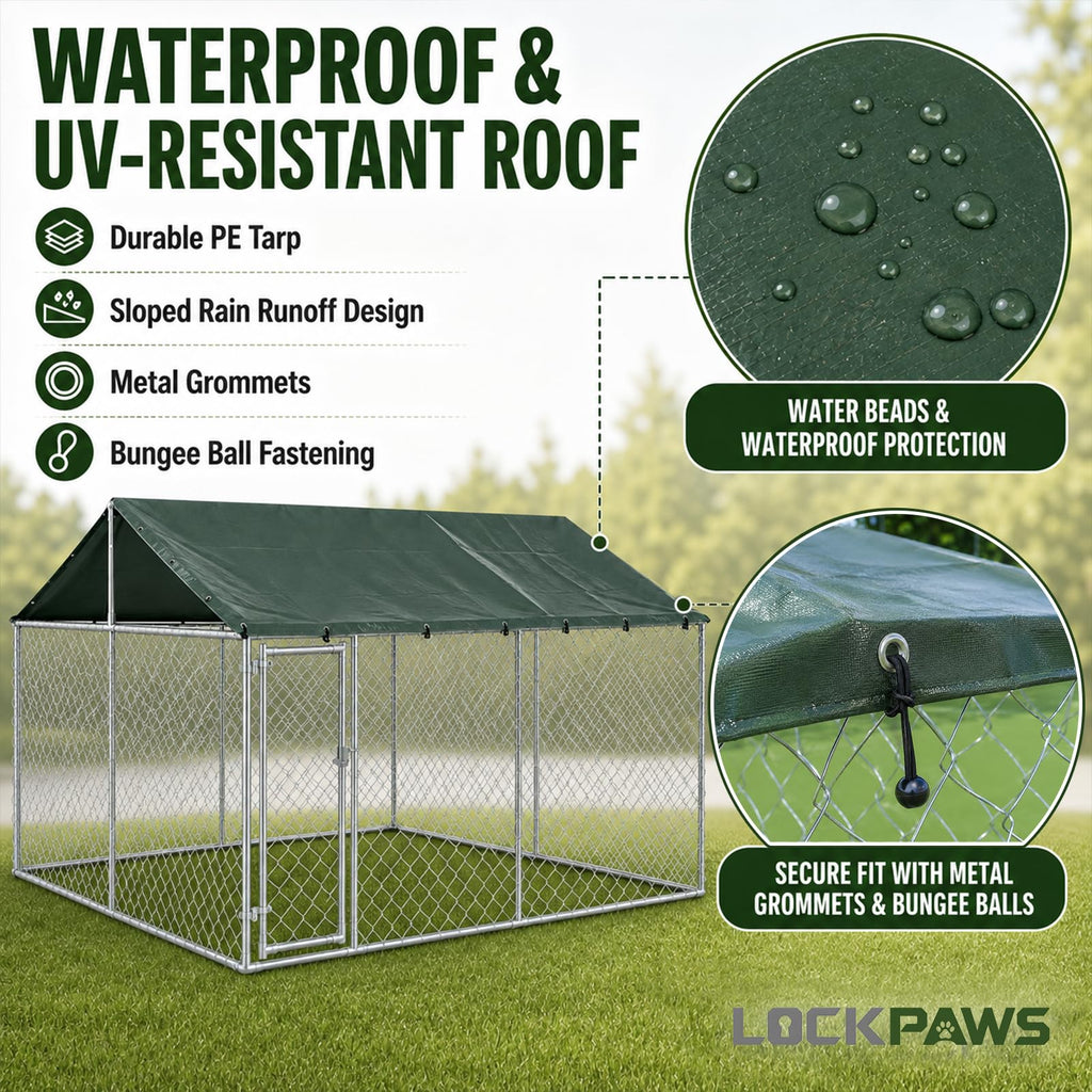 10x10FT Heavy Duty Galvanized Steel Outdoor Dog Kennel I529605