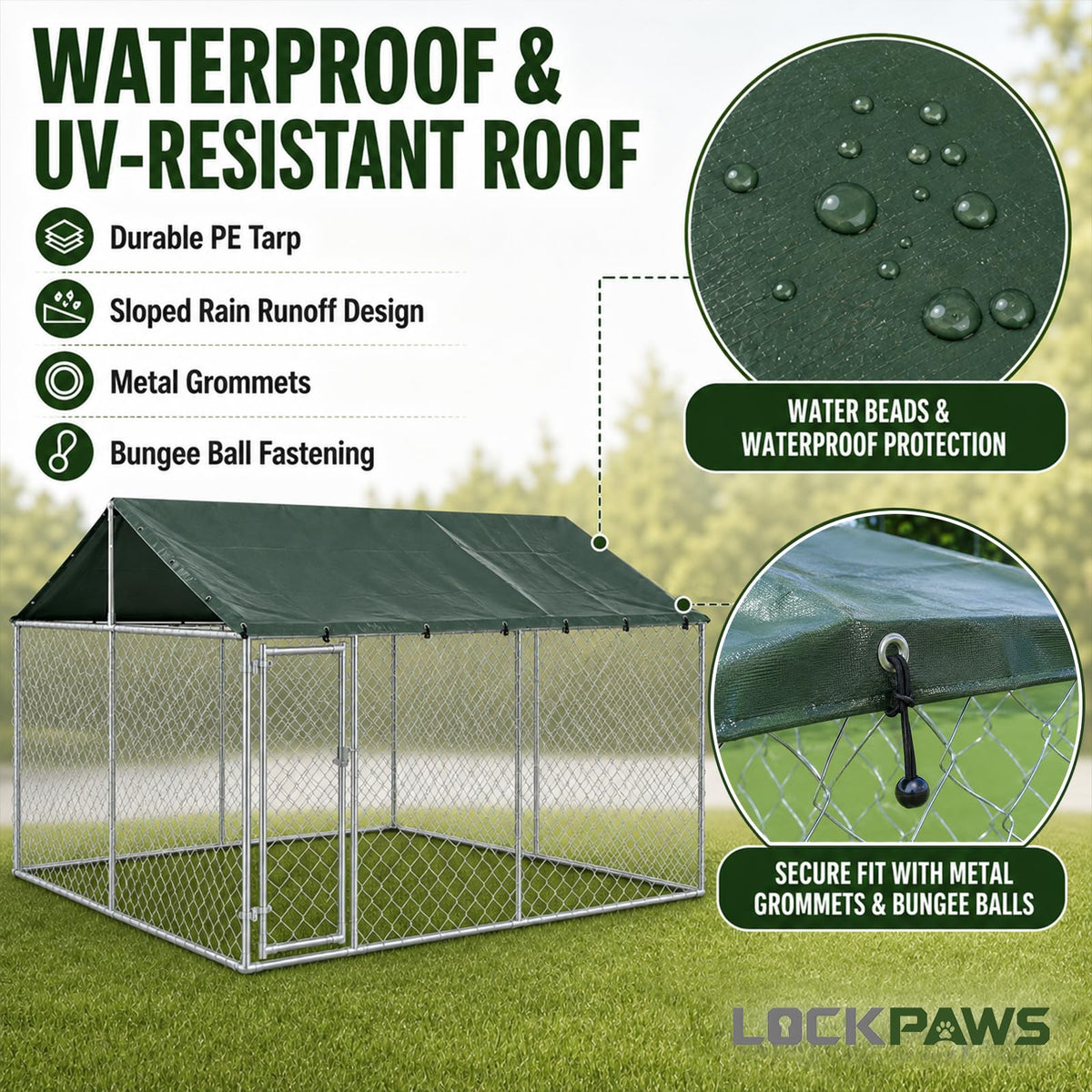 10x10FT Heavy Duty Galvanized Steel Outdoor Dog Kennel I529605