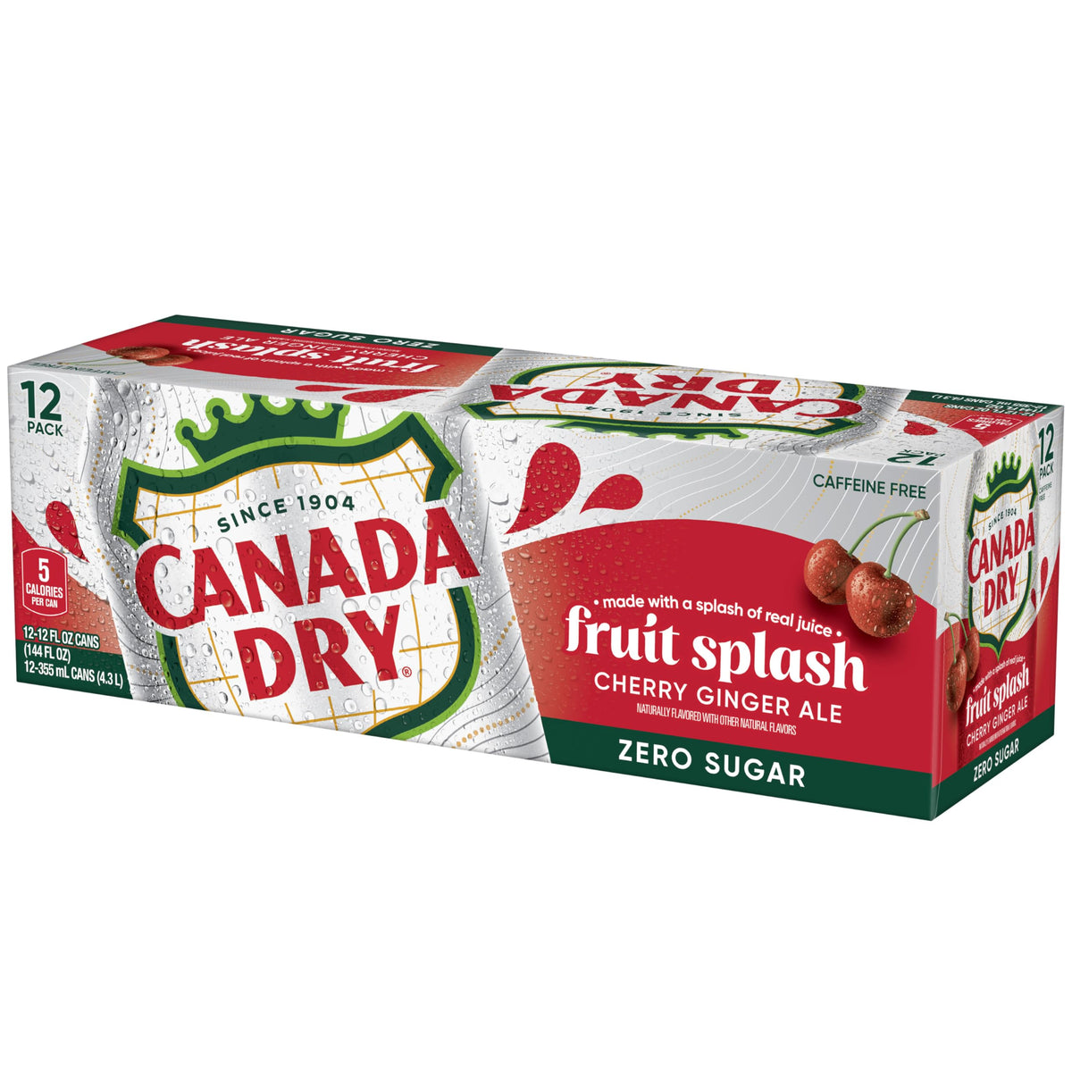 Zero Sugar Cherry Ginger Ale Soda, 12 fl. oz. Cans, 12 Pack U2515