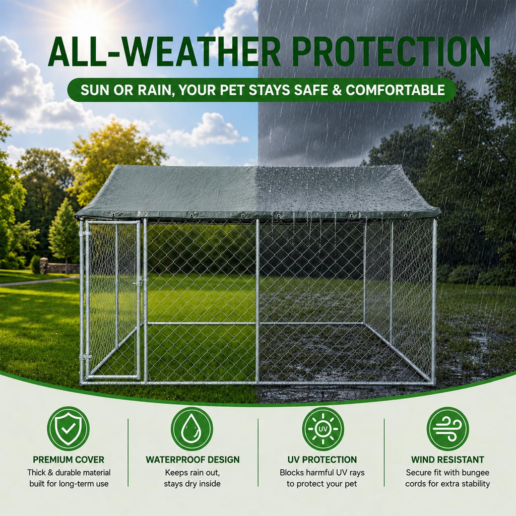 10x10FT Heavy Duty Galvanized Steel Outdoor Dog Kennel I529605