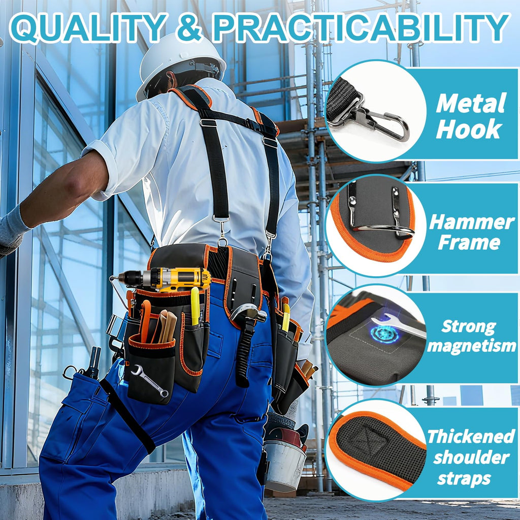 Heavy-Duty Adjustable Tool Belt with Magnetic Tool Kit A582544