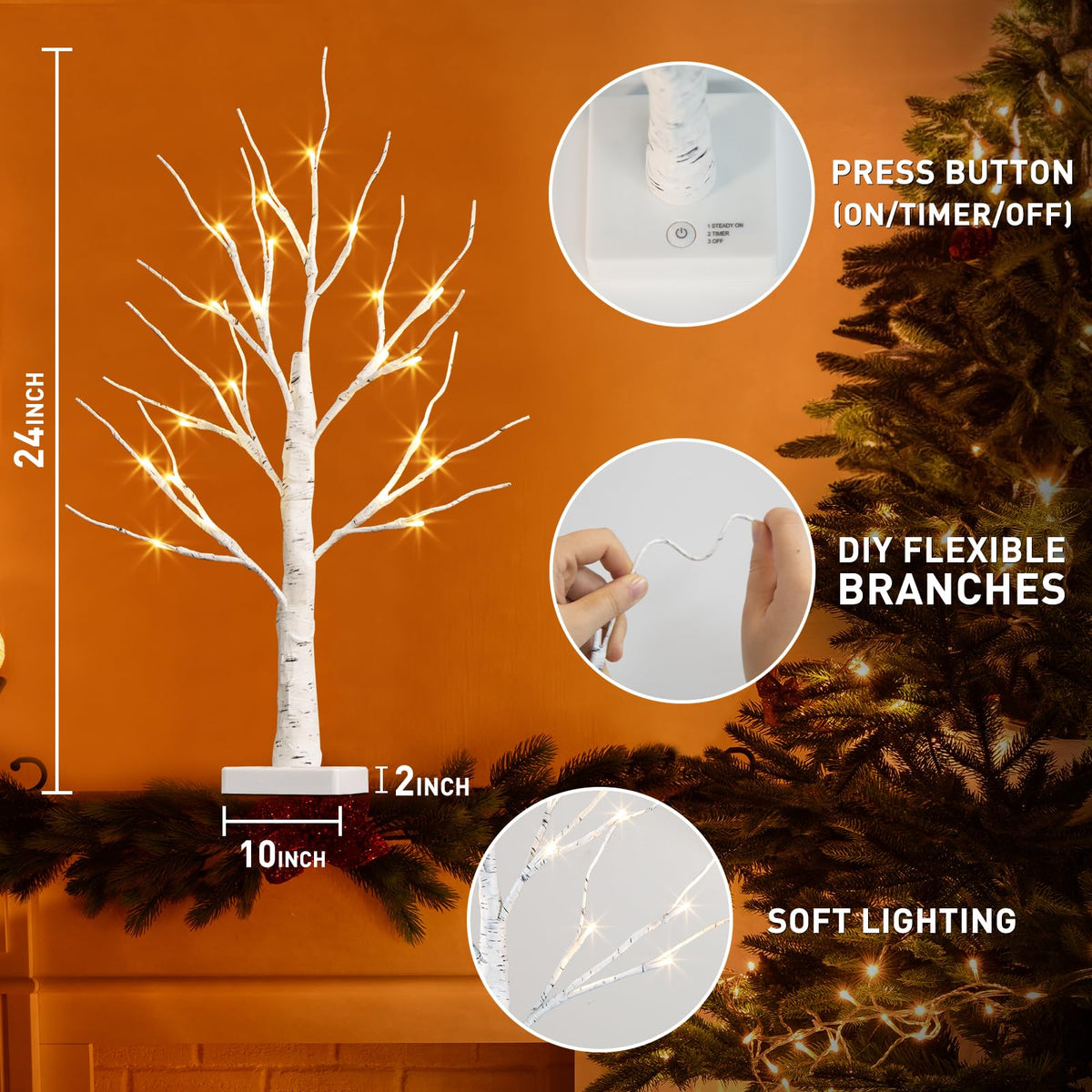 Lighted Birch Tree with LED Lights and Timer I14601