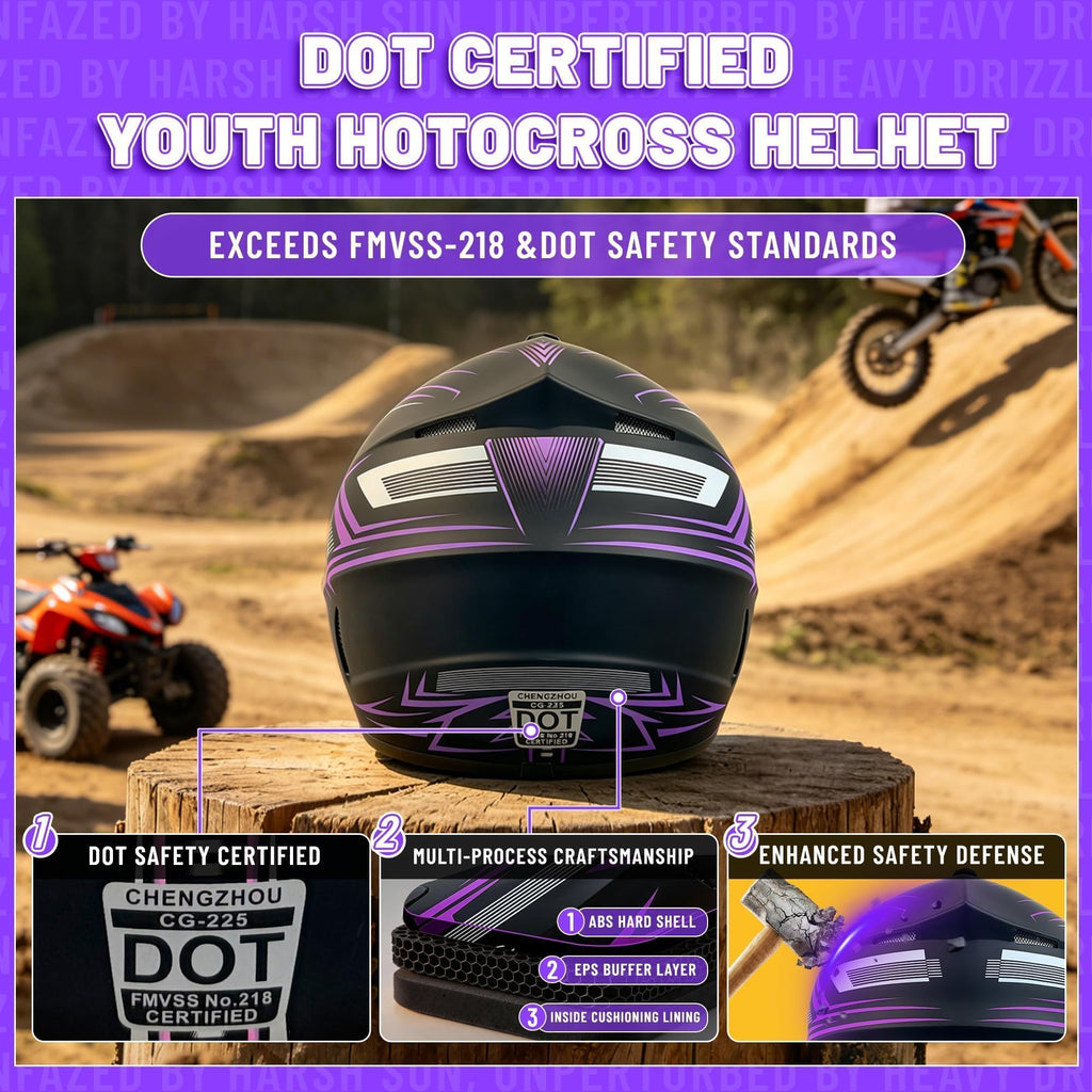 DOT Certified Kids Youth Full Face Motorcycle Helmet W180139