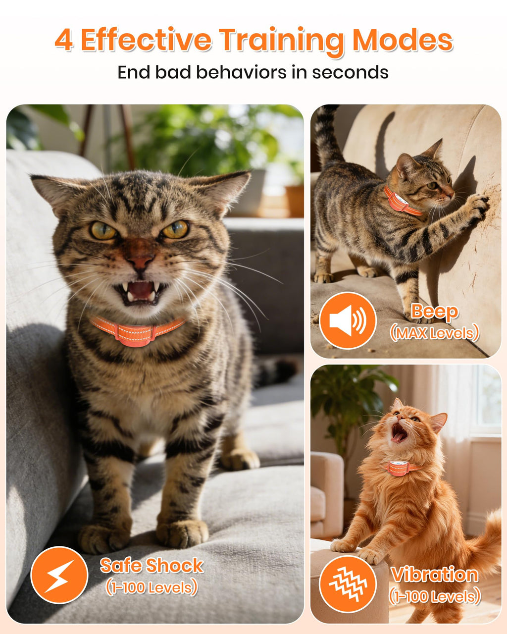 Lightweight Waterproof Cat Training Collar with Remote A469686