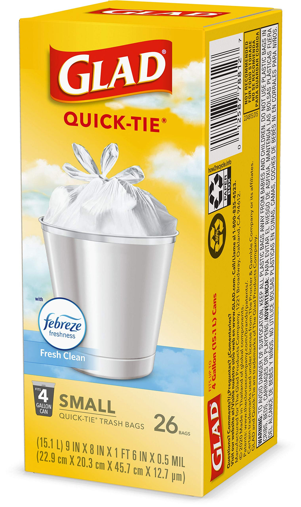 4 Gallon White Trash Bags, 26 Count (Pack of 6) G49620