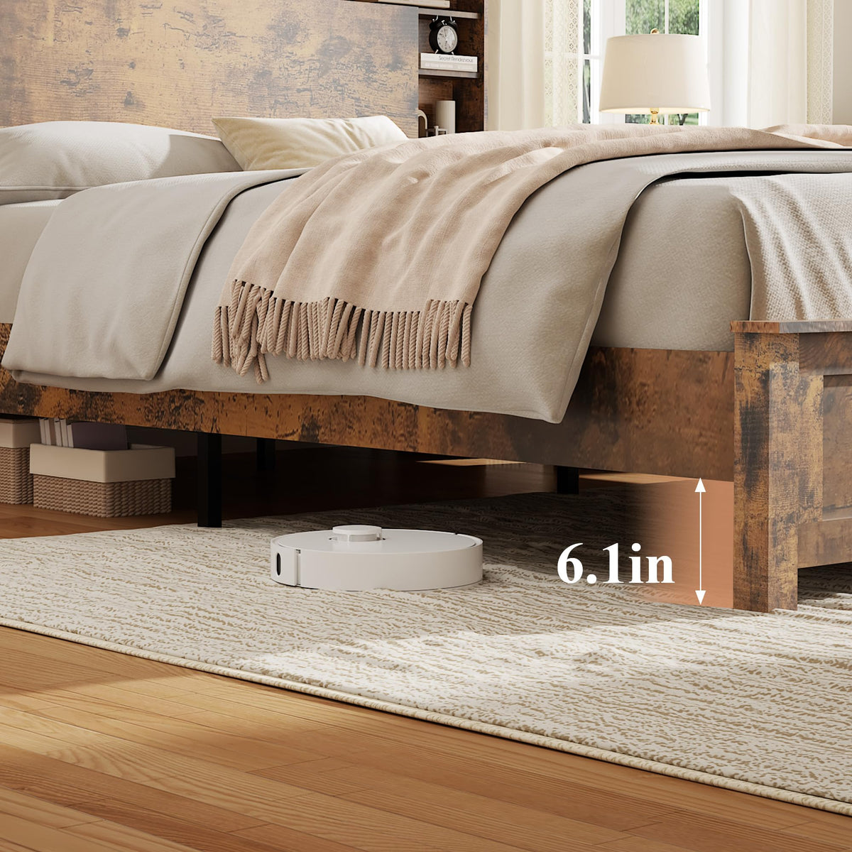 Full Size Storage Headboard Charging Station LED Platform Bed Frame N959582