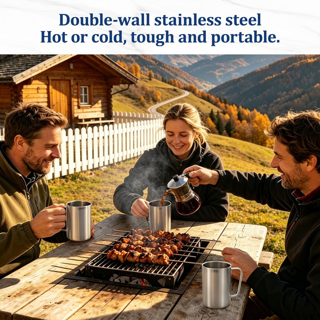 17oz Double Wall Stainless Steel Insulated Camping Mug with Lid X62296