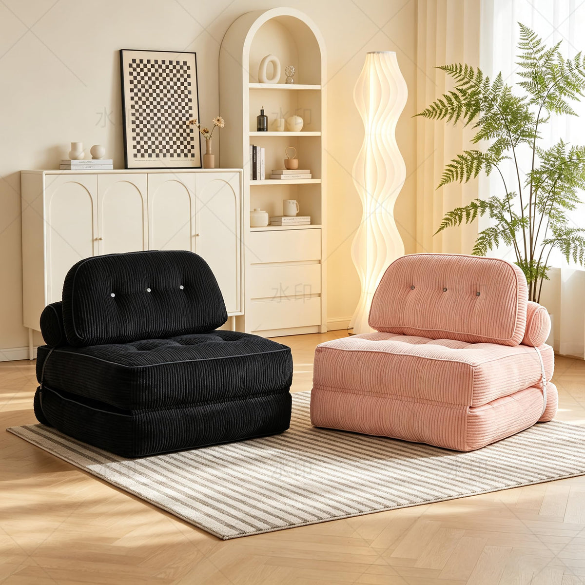 Pink Folding Futon Sleeper Sofa Bed Chair T73835