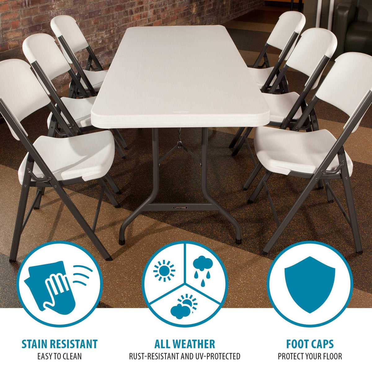 White 6 Feet Folding Utility Table Pack of 4 W558