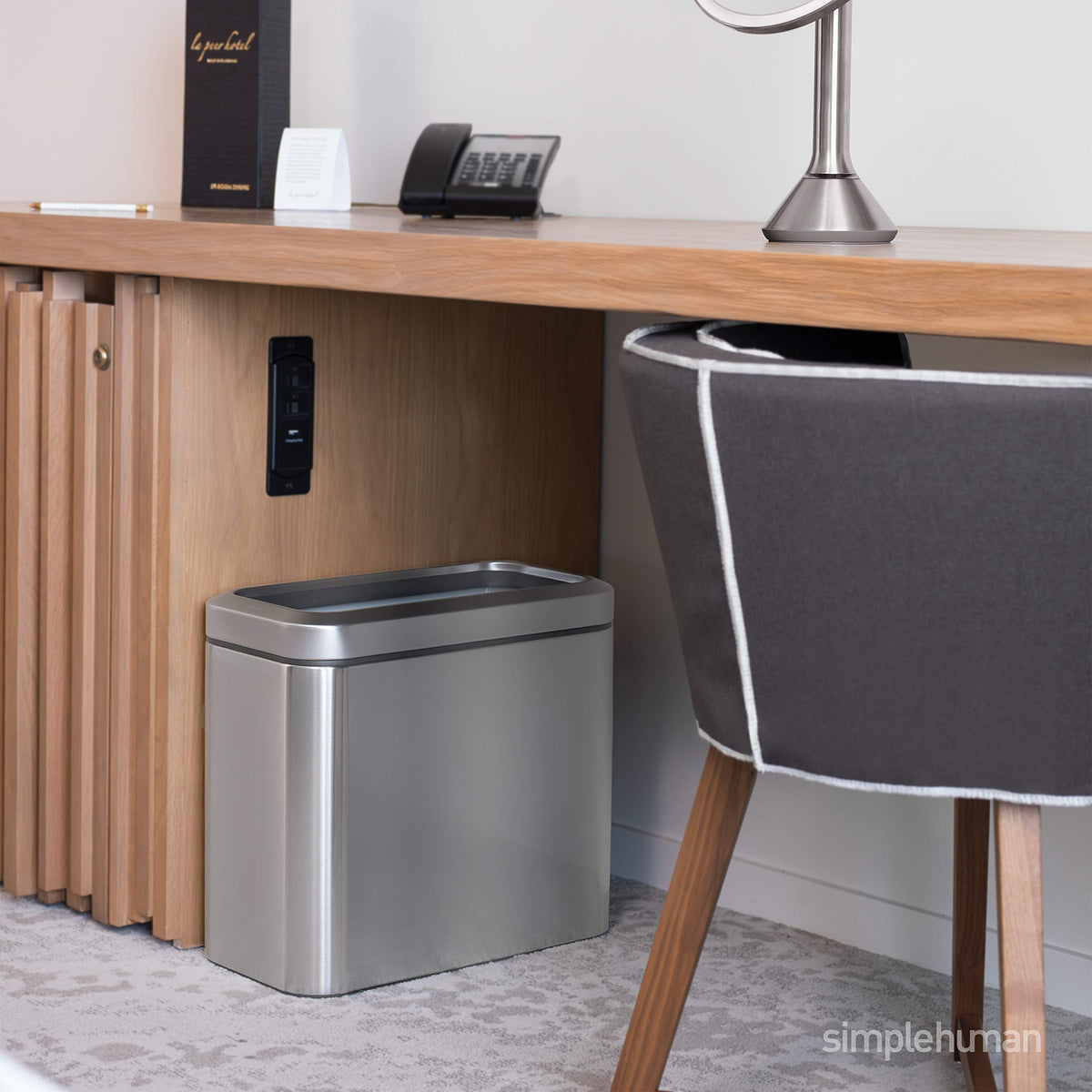 25L Brushed Stainless Steel Slim Open Trash Can H59365
