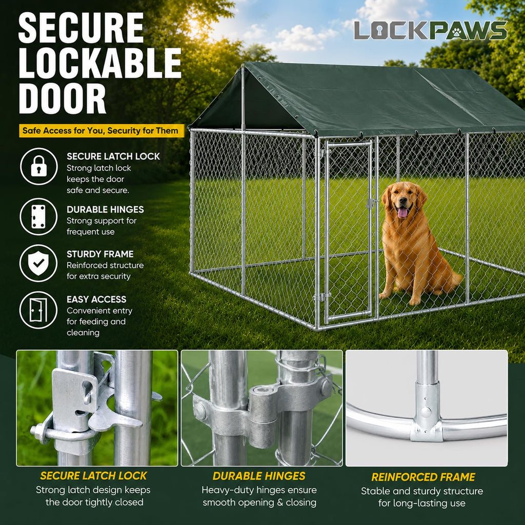 10x10FT Heavy Duty Galvanized Steel Outdoor Dog Kennel I529605