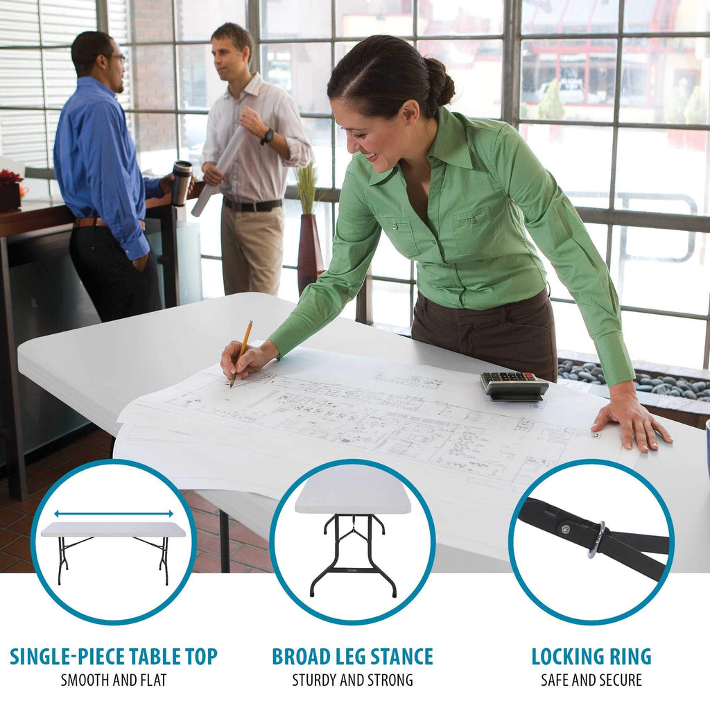 White 6 Feet Folding Utility Table Pack of 4 W558