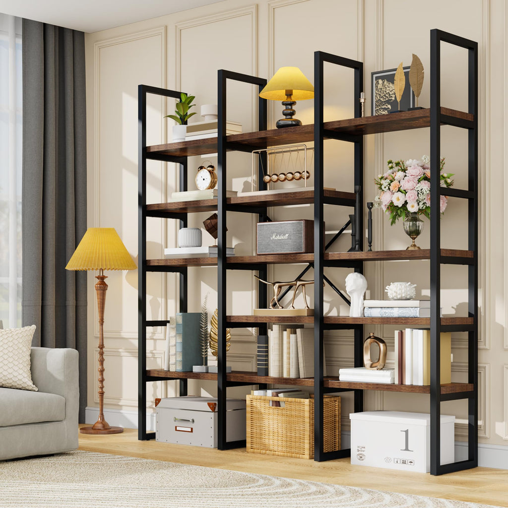 71 Inches Tall 5 Tiers Brown Bookshelf Z4604