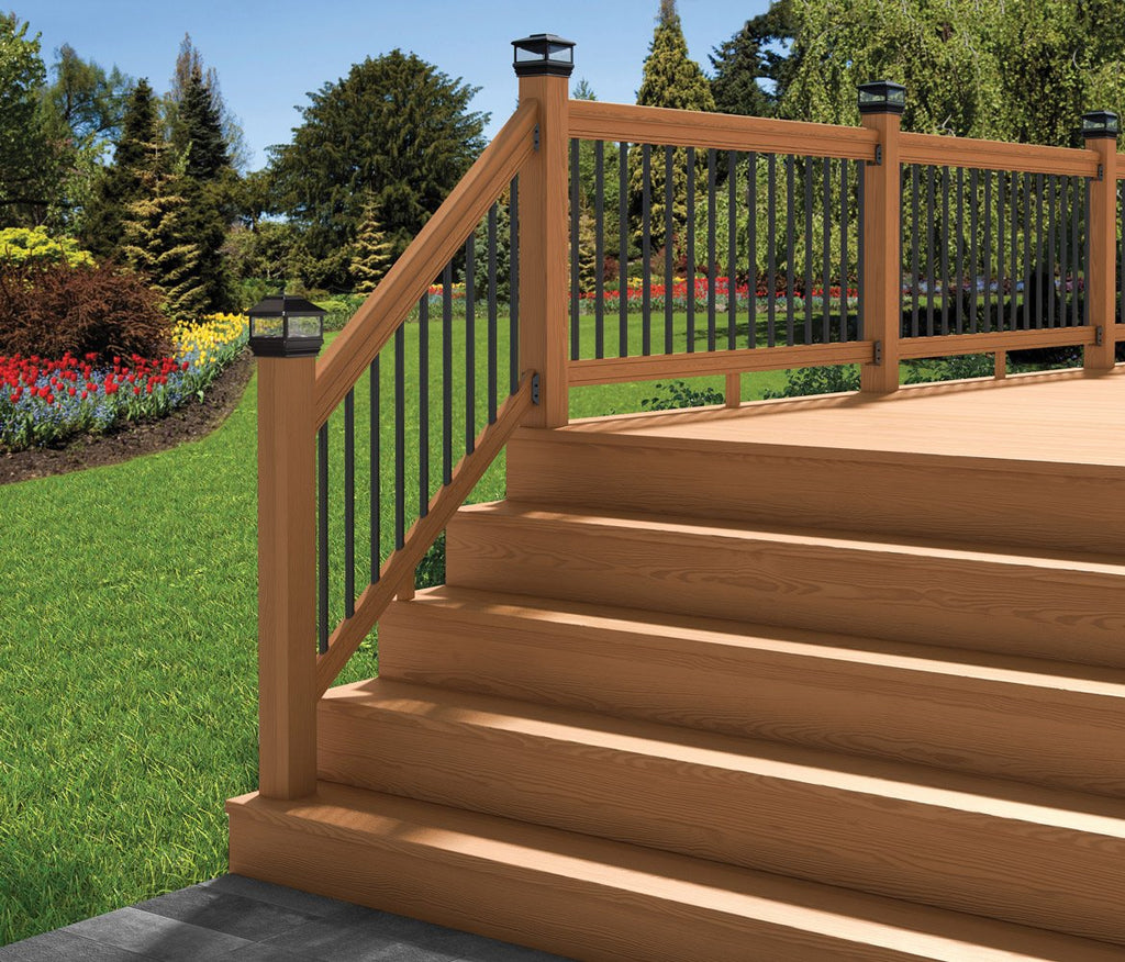 6 ft. Southern Yellow Pine Stair Rail Kit with Black Balusters O1037