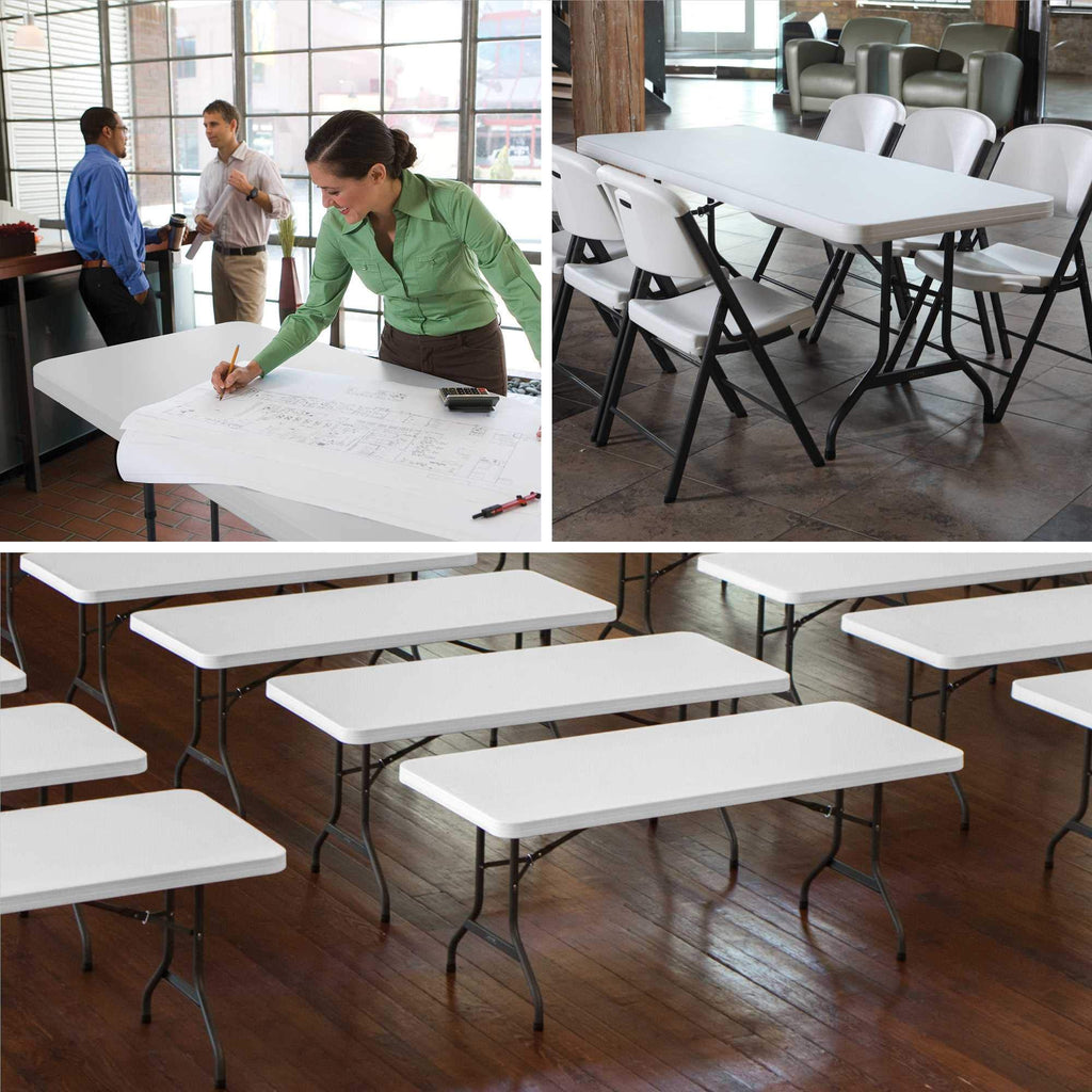 White 6 Feet Folding Utility Table Pack of 4 W558