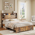 Full Size Storage Headboard Charging Station LED Platform Bed Frame N959582