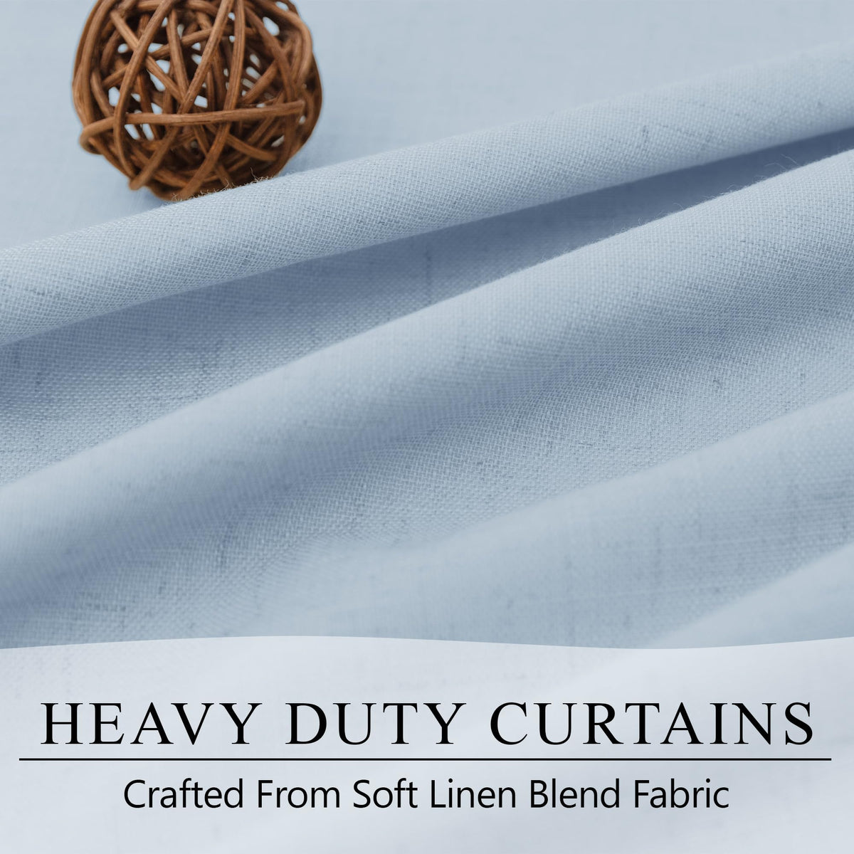 Light Blue Linen 108 Inch 2 Panel Curtain Set Y937679