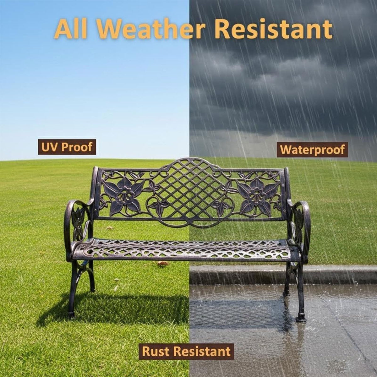 Heavy Duty Cast Iron Outdoor Bench D57474