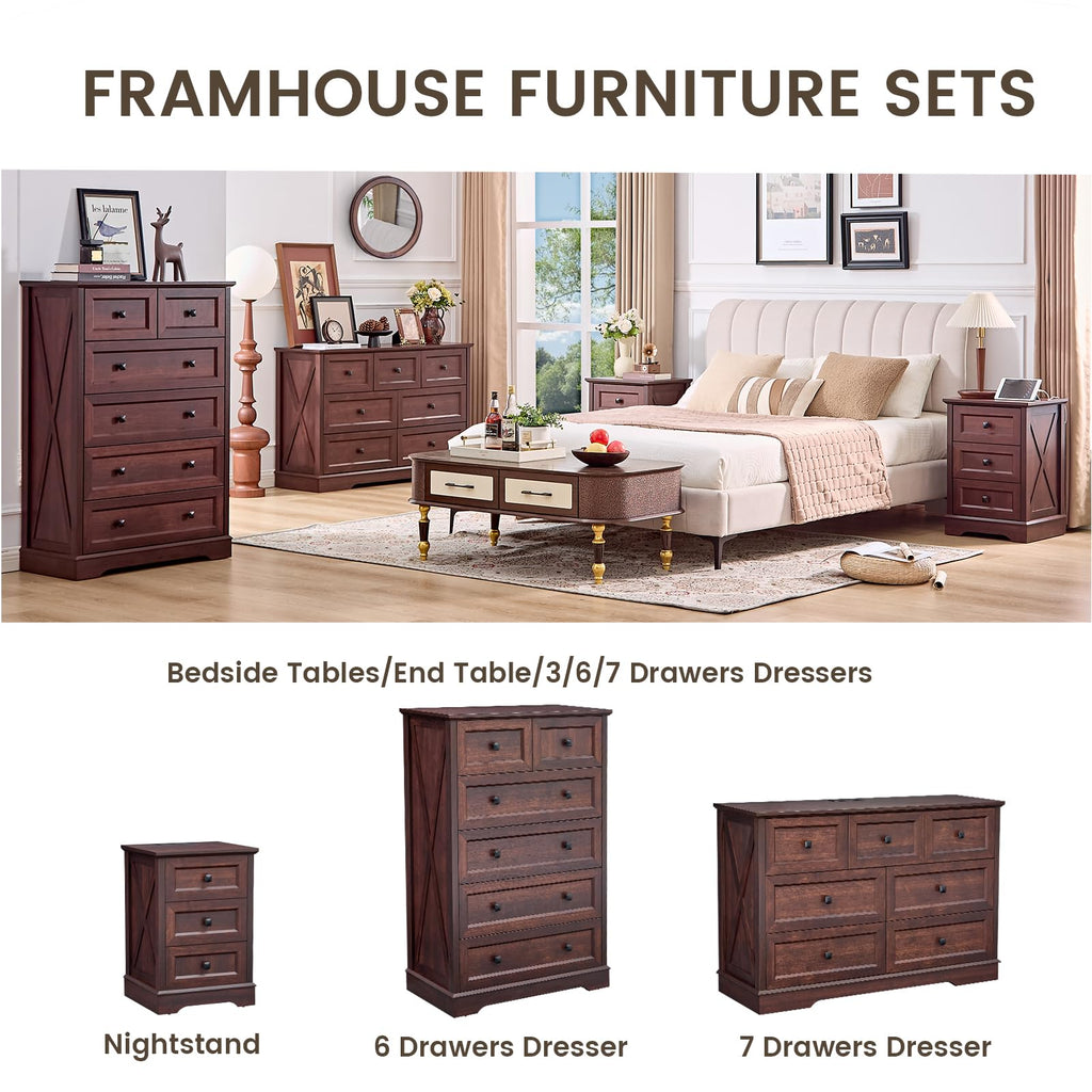 Dark Cherry Red 3 Drawer Dresser J9061
