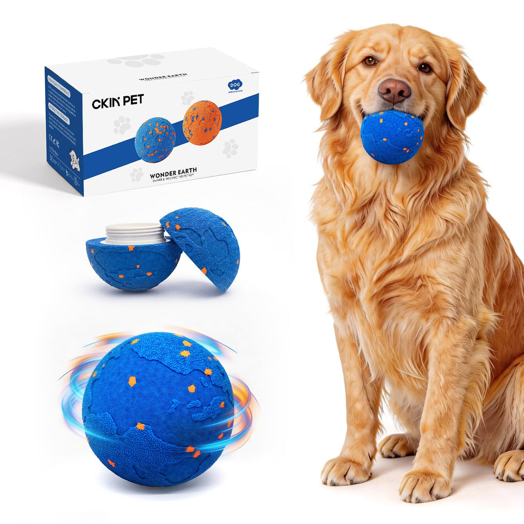 Dog Nail Grinder Interactive Dog Toys Ball with 2 Shells Blue D3471