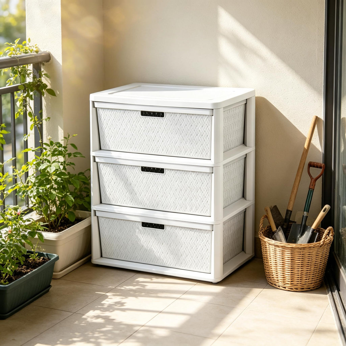White 3 Drawer Storage Tower B8310