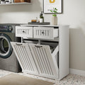 White Tilt Out Trash Cabinet with 2 Drawers X9034