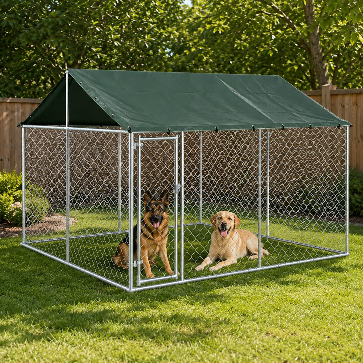 10x10FT Heavy Duty Galvanized Steel Outdoor Dog Kennel I529605