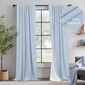 Light Blue Linen 108 Inch 2 Panel Curtain Set Y937679