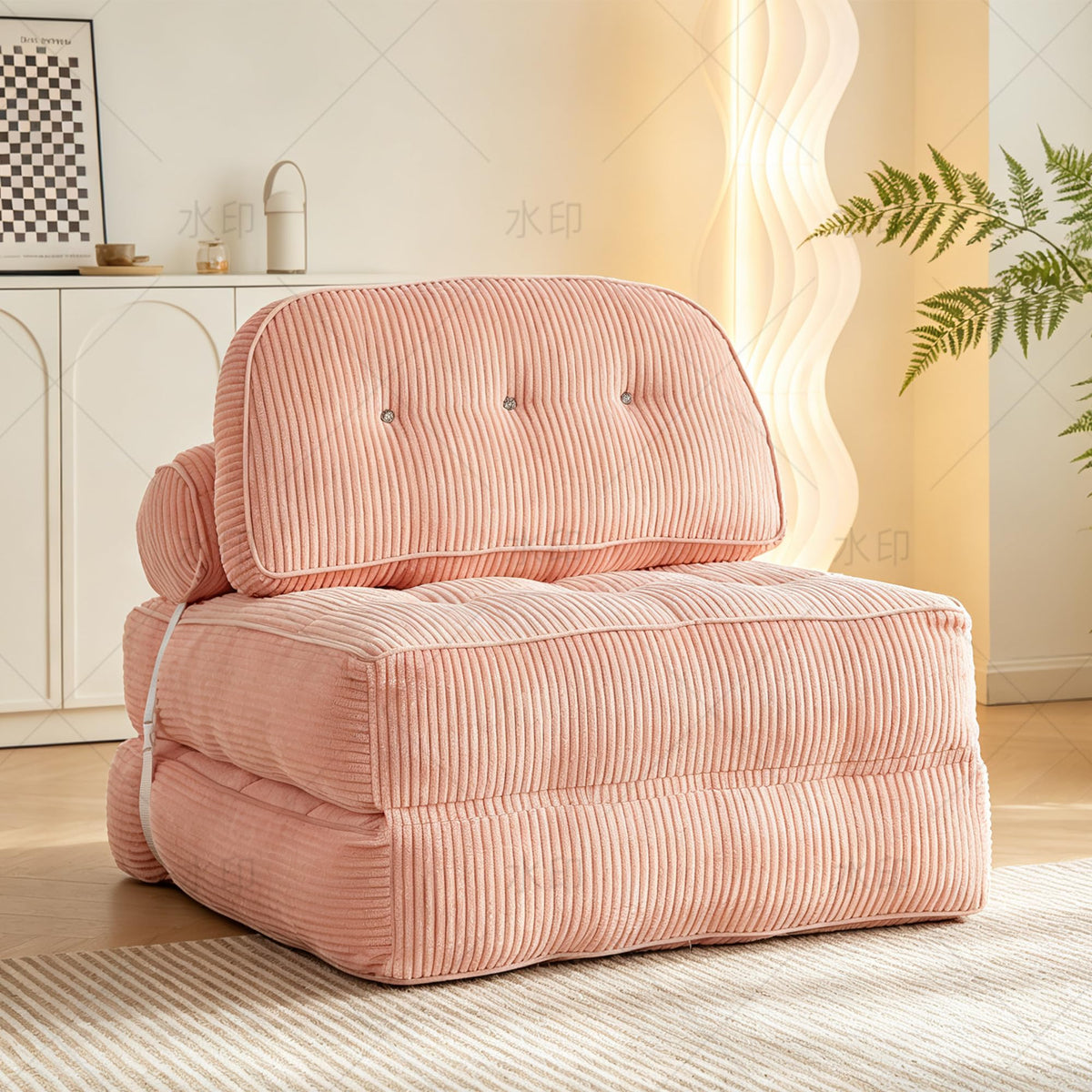 Pink Folding Futon Sleeper Sofa Bed Chair T73835