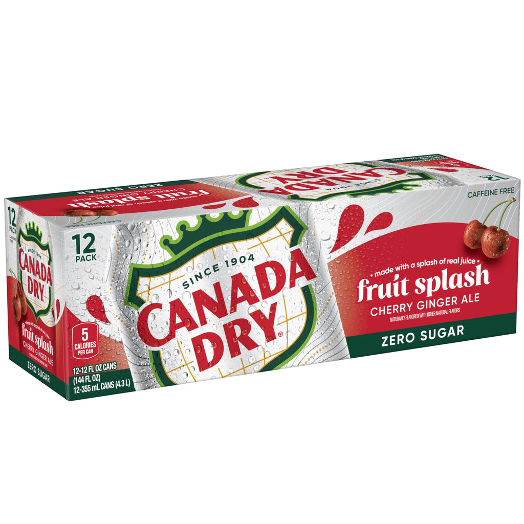 Zero Sugar Cherry Ginger Ale Soda, 12 fl. oz. Cans, 12 Pack U2515