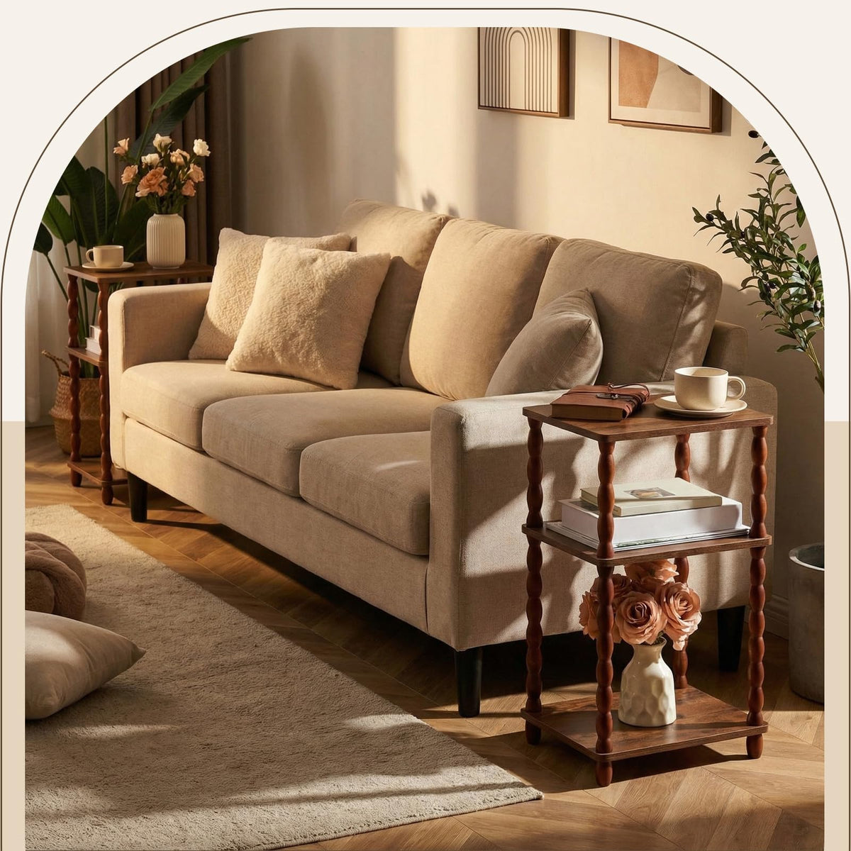 Set of 2 Small 3-tier Square Side Table L19918