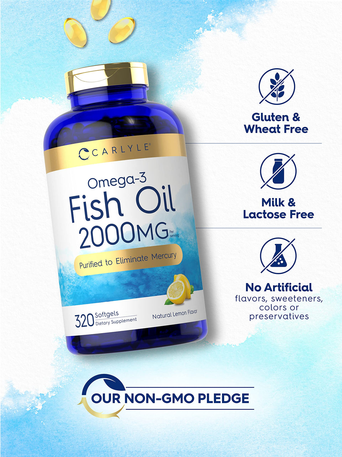Fish Oil Omega 3 Supplements 2000mg 320 Softgels EPA & DHA K99546