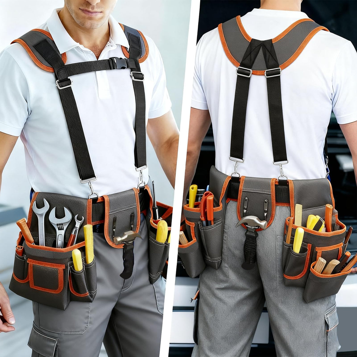 Heavy-Duty Adjustable Tool Belt with Magnetic Tool Kit A582544