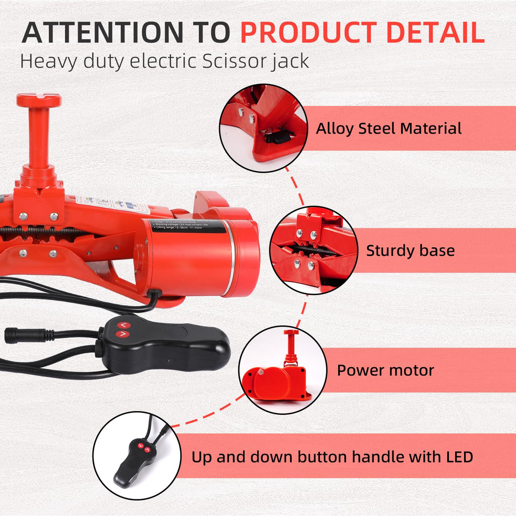 10 in 1 Electric Scissor Jack 3 Ton Car Jack Kit 12V Q90349