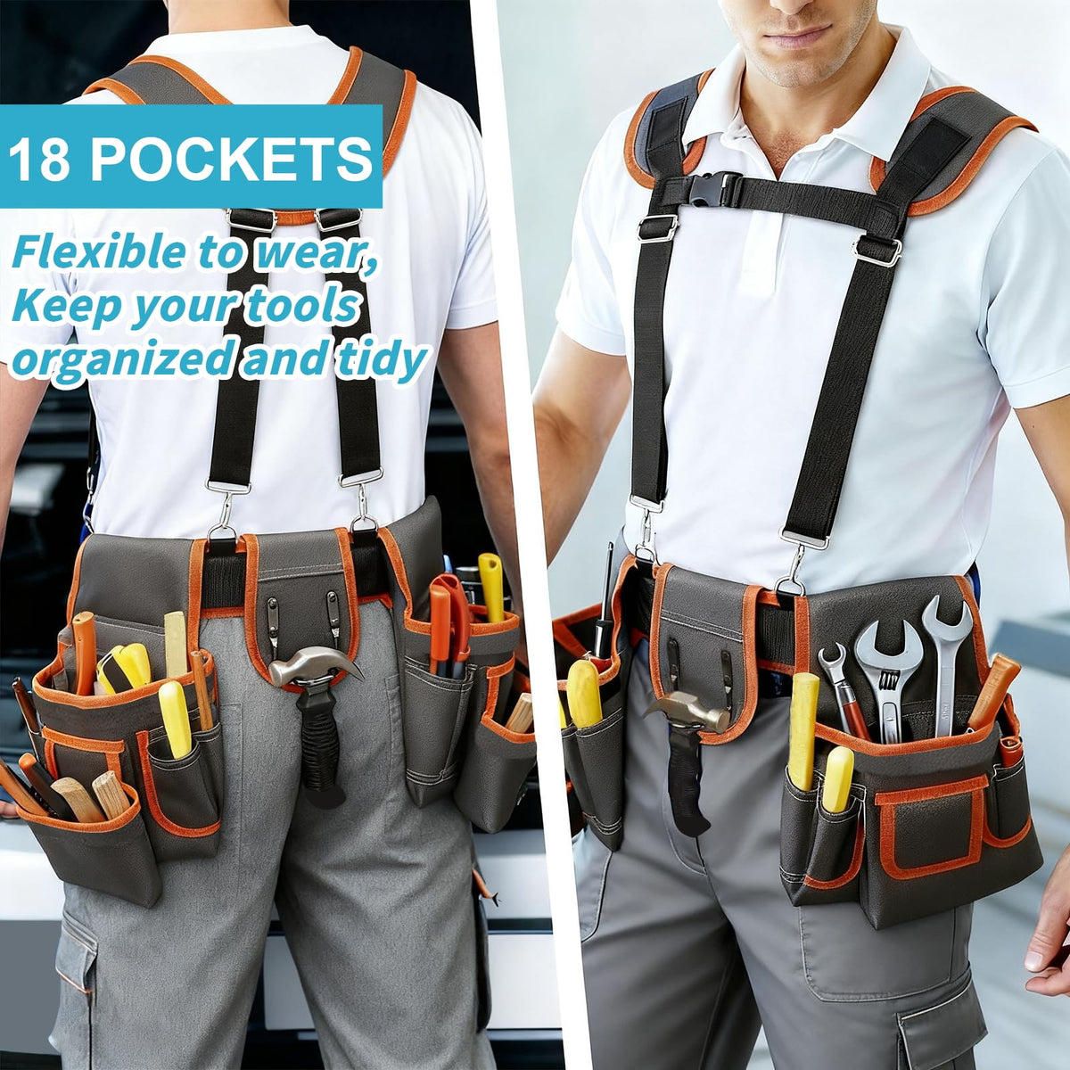 Heavy-Duty Adjustable Tool Belt with Magnetic Tool Kit A582544