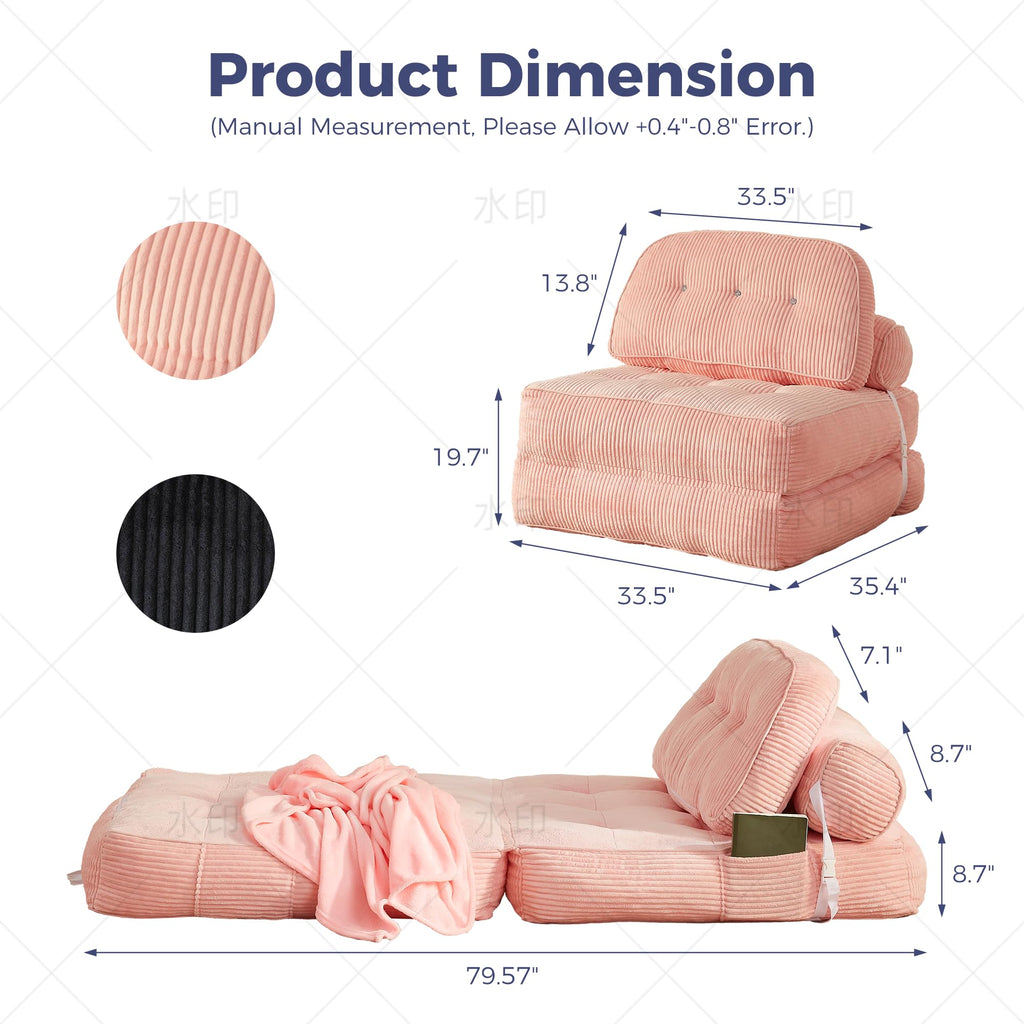 Pink Folding Futon Sleeper Sofa Bed Chair T73835