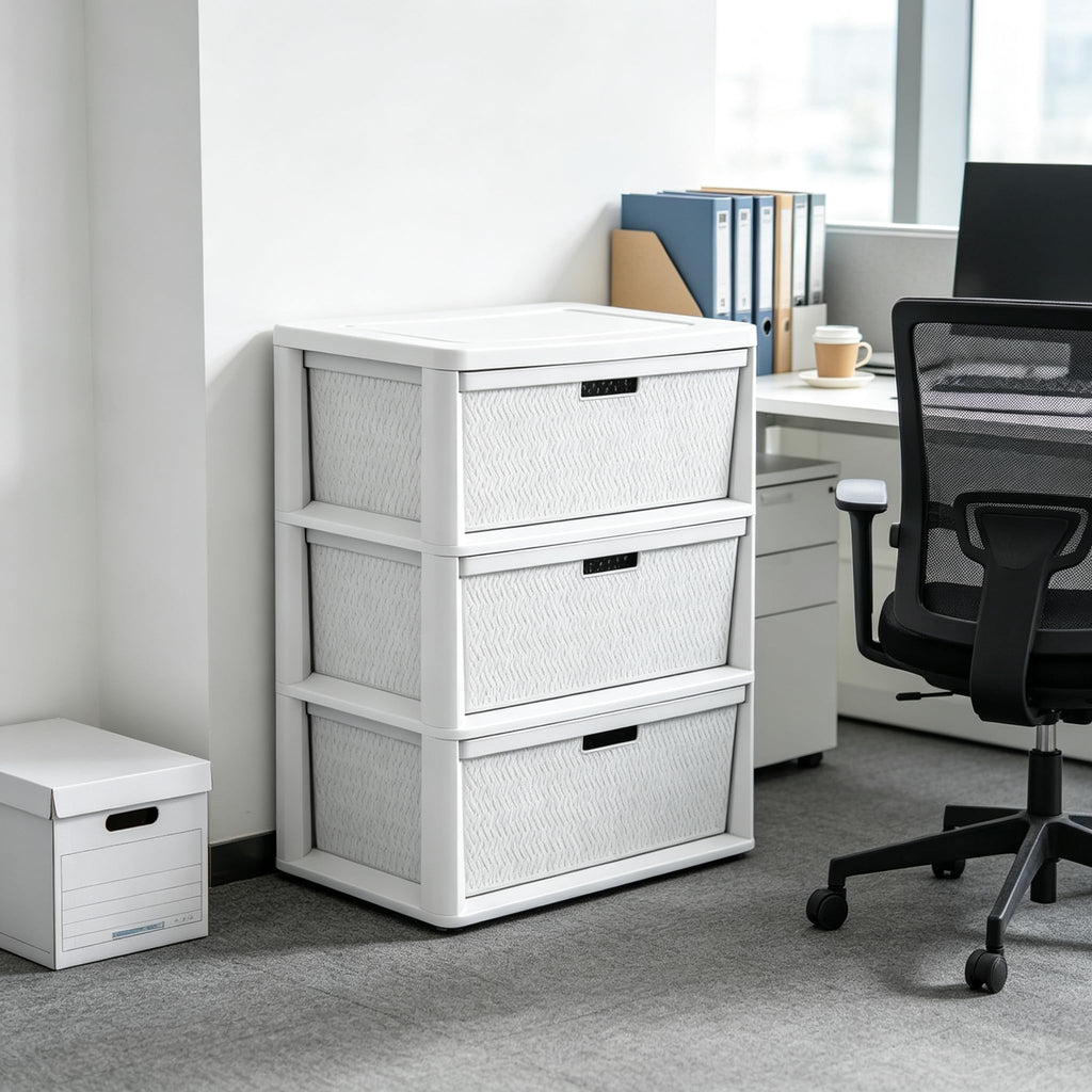 White 3 Drawer Storage Tower B8310