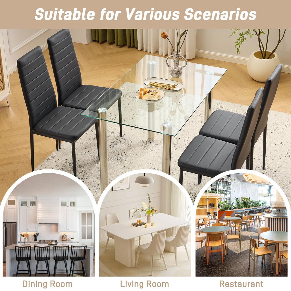 Black PU Leather Dining Chairs Set of 4 L4749