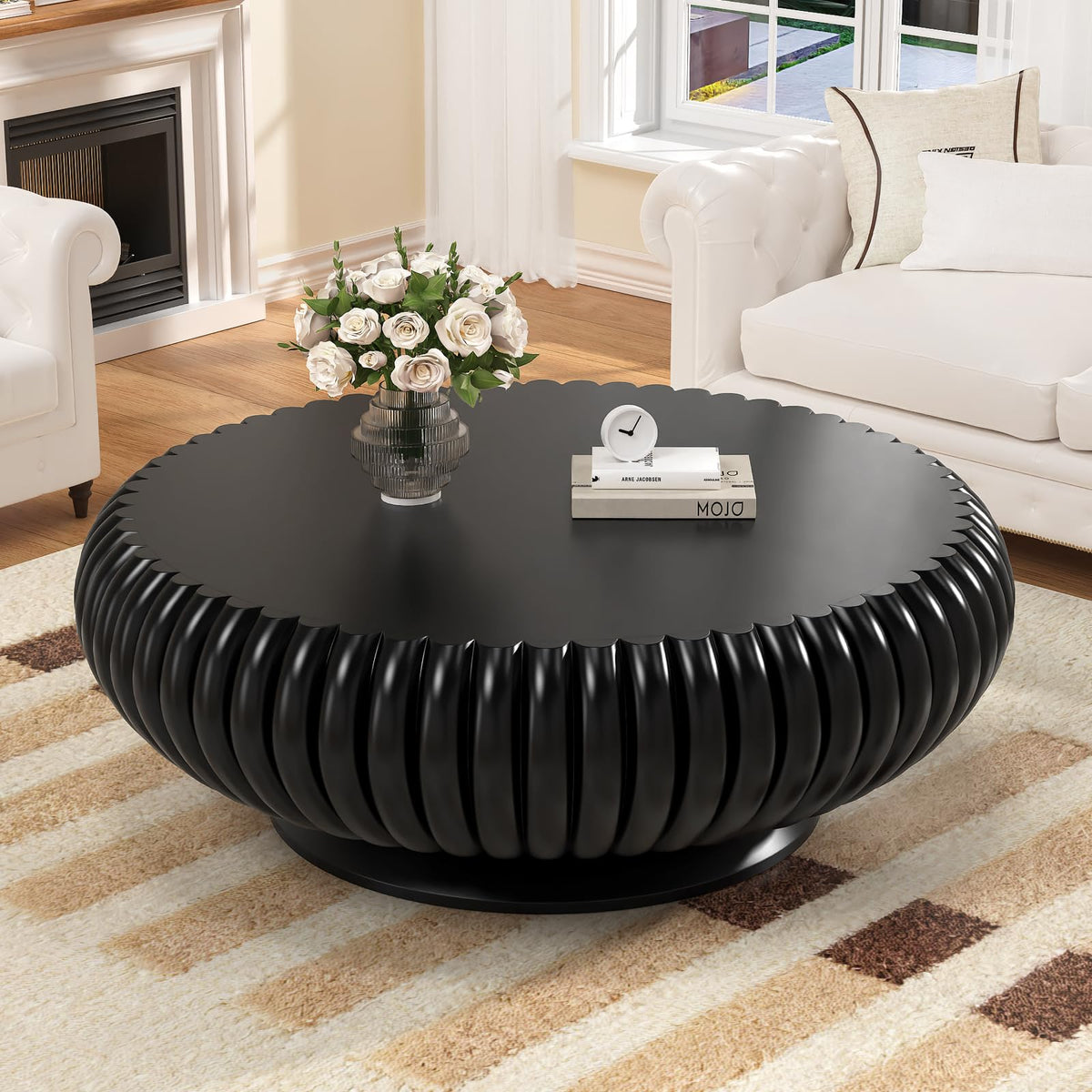Round Fluted Drum Coffee Table V9666