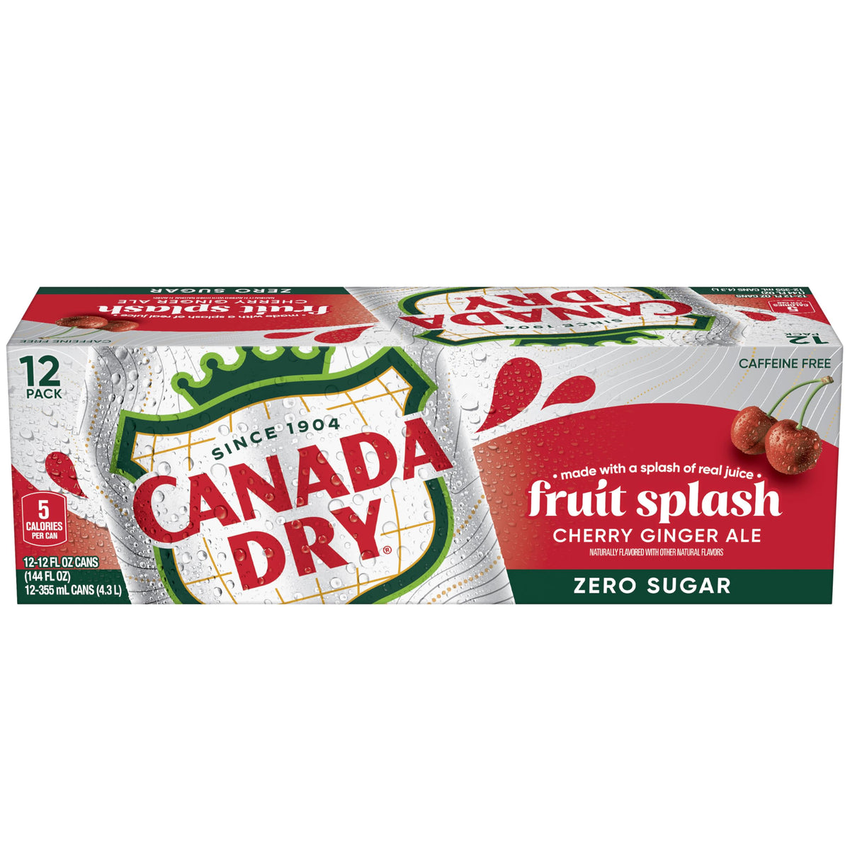 Zero Sugar Cherry Ginger Ale Soda, 12 fl. oz. Cans, 12 Pack U2515