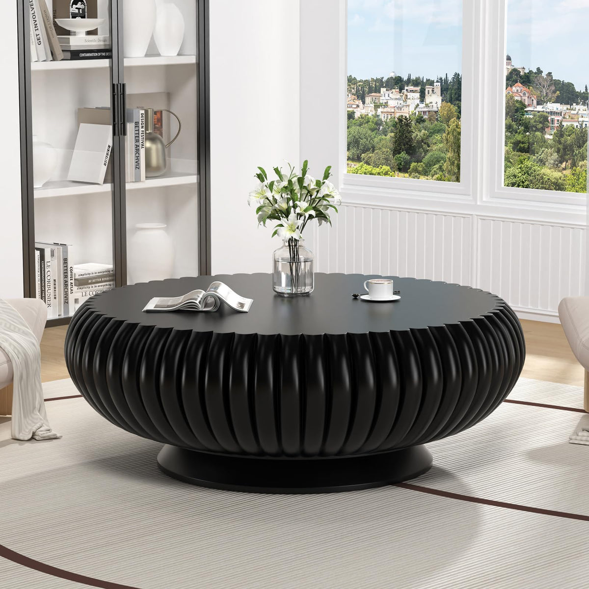 Round Fluted Drum Coffee Table V9666
