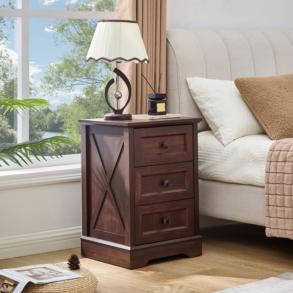 Dark Cherry Red 3 Drawer Dresser J9061