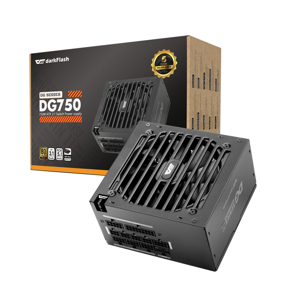 750W 80 Plus Gold ATX 3.1 PCIe 5.1 PC Power Supply, Black Z52753