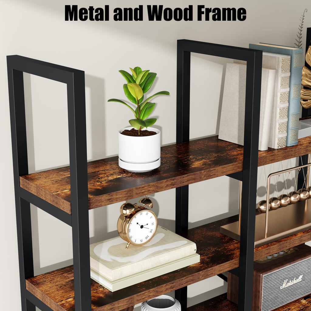 71 Inches Tall 5 Tiers Brown Bookshelf Z4604
