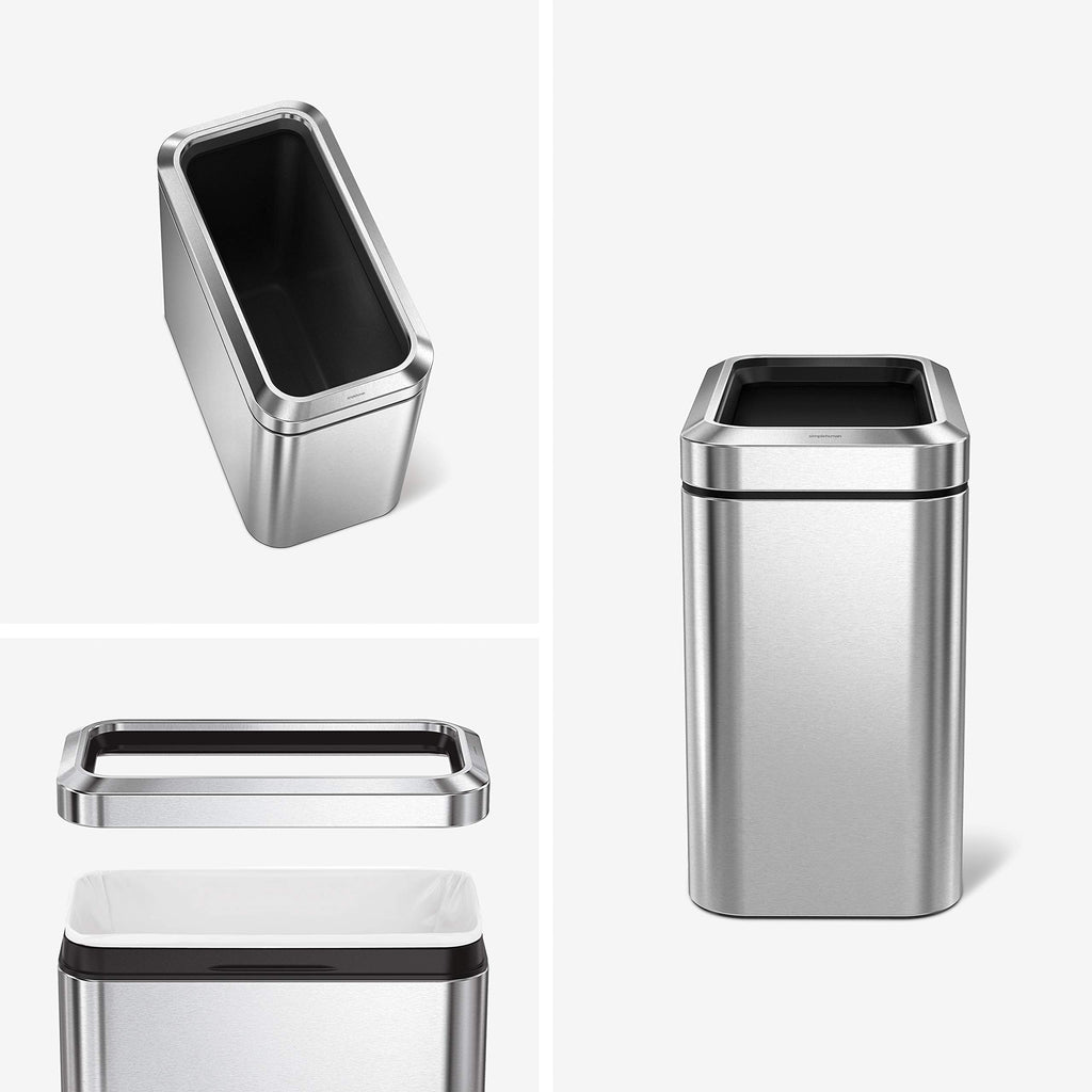 25L Brushed Stainless Steel Slim Open Trash Can H59365