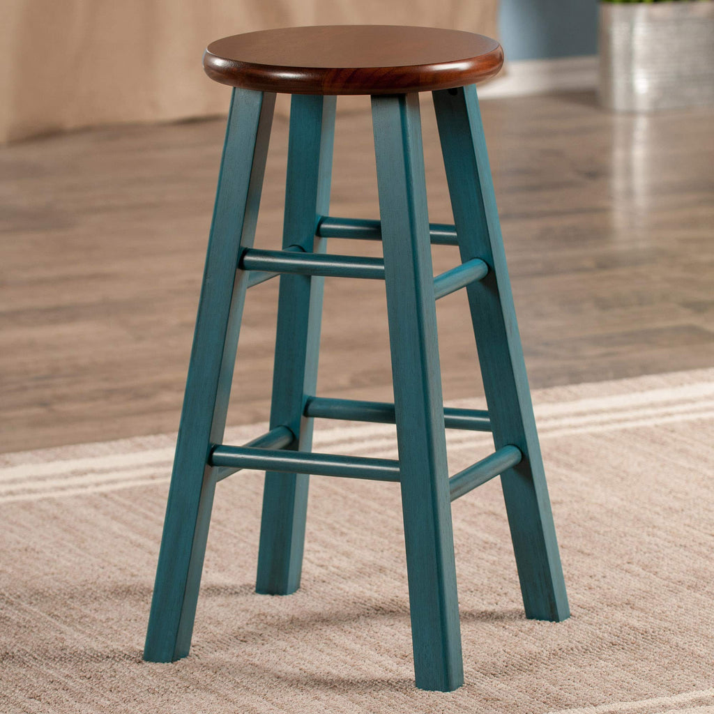 Rustic Teal Walnut Stool A32683