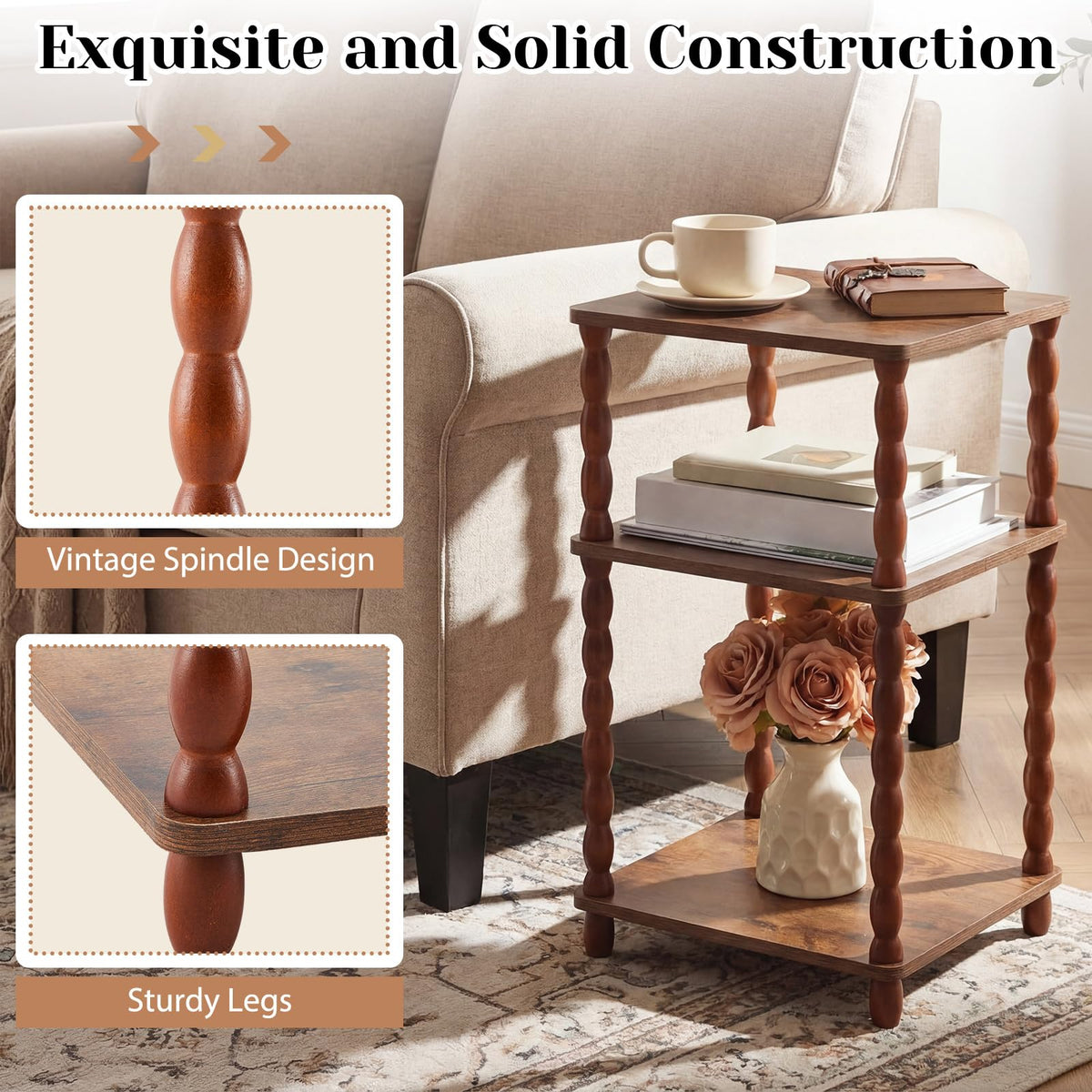 Set of 2 Small 3-tier Square Side Table L19918